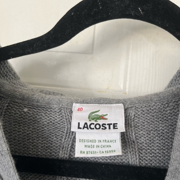 Lacoste Gray Knit Wool-cotton Hooded Sweater - Picture 2 of 7